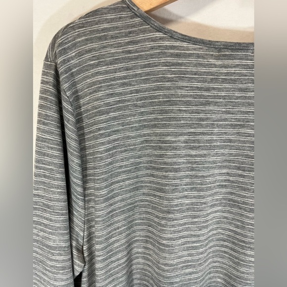 Garnet Hill T Shirt Dress Gray and White Stripe 3/4 Sleeves A Line Soft Size XL - Picture 3 of 8